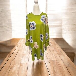 LOFT Green Floral Dress